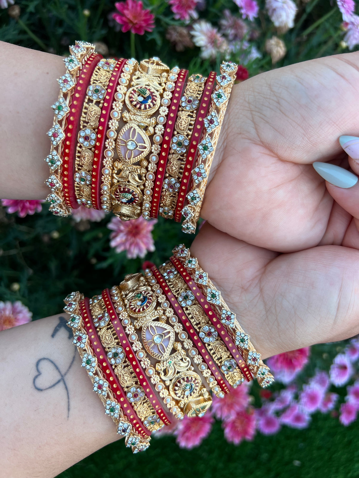 Maharani Kundan & Peacock Bangle Set ( Both hands)
