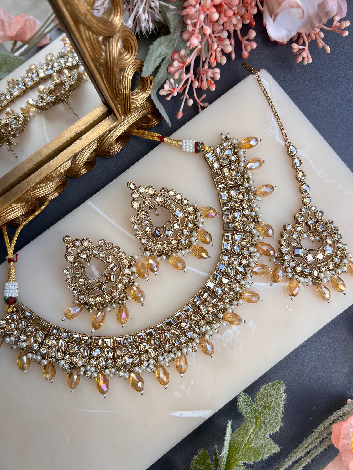 Amber Royalty Kundan & Crystal Set