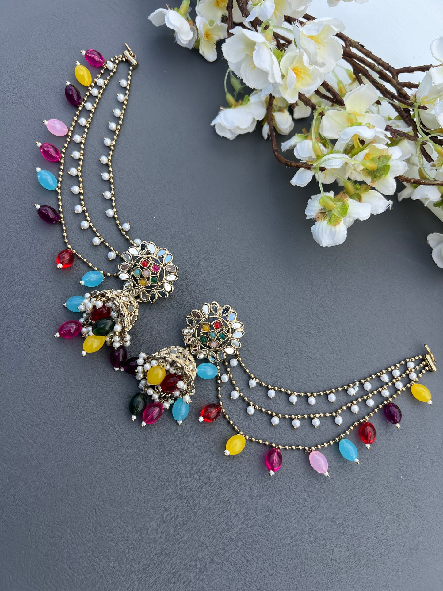 Himani jhumka earrings with ear chains