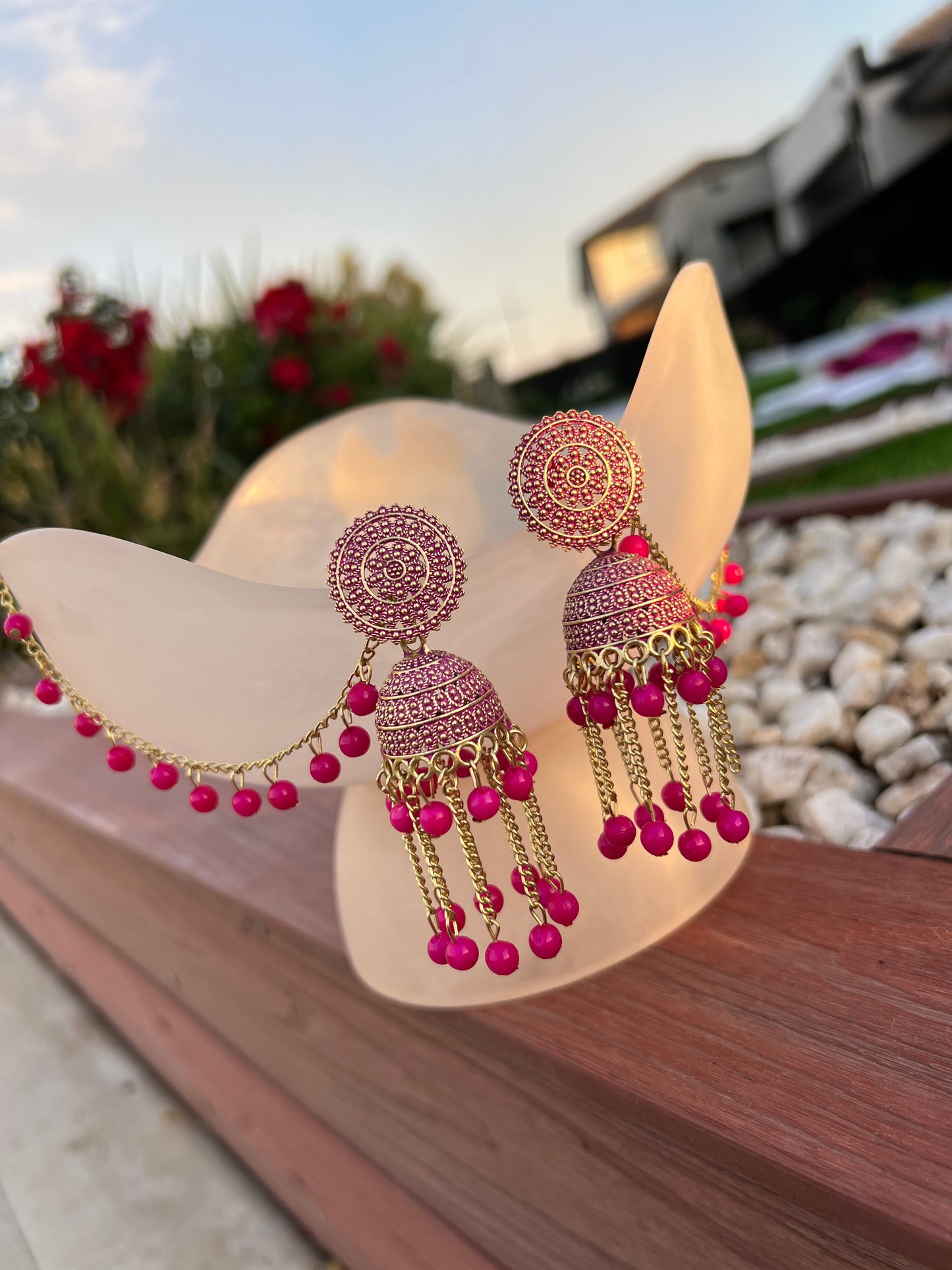 Jhumki with ear chains