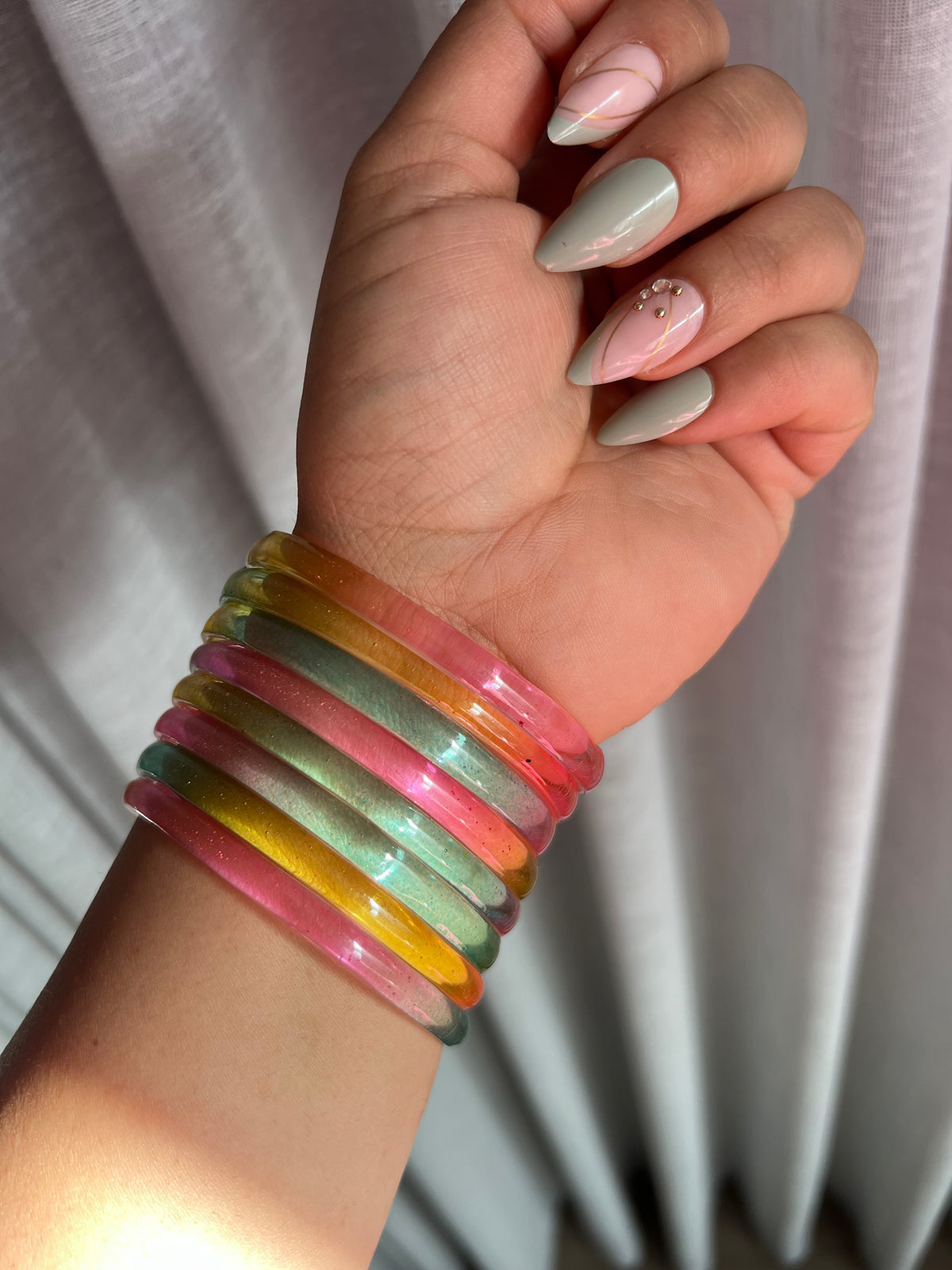 Pastel Multicoloured jelly bangles