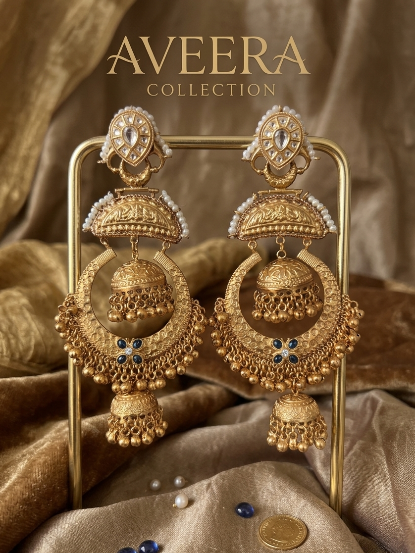 The Sephire Empress Kashmiri oversize Chand earrings