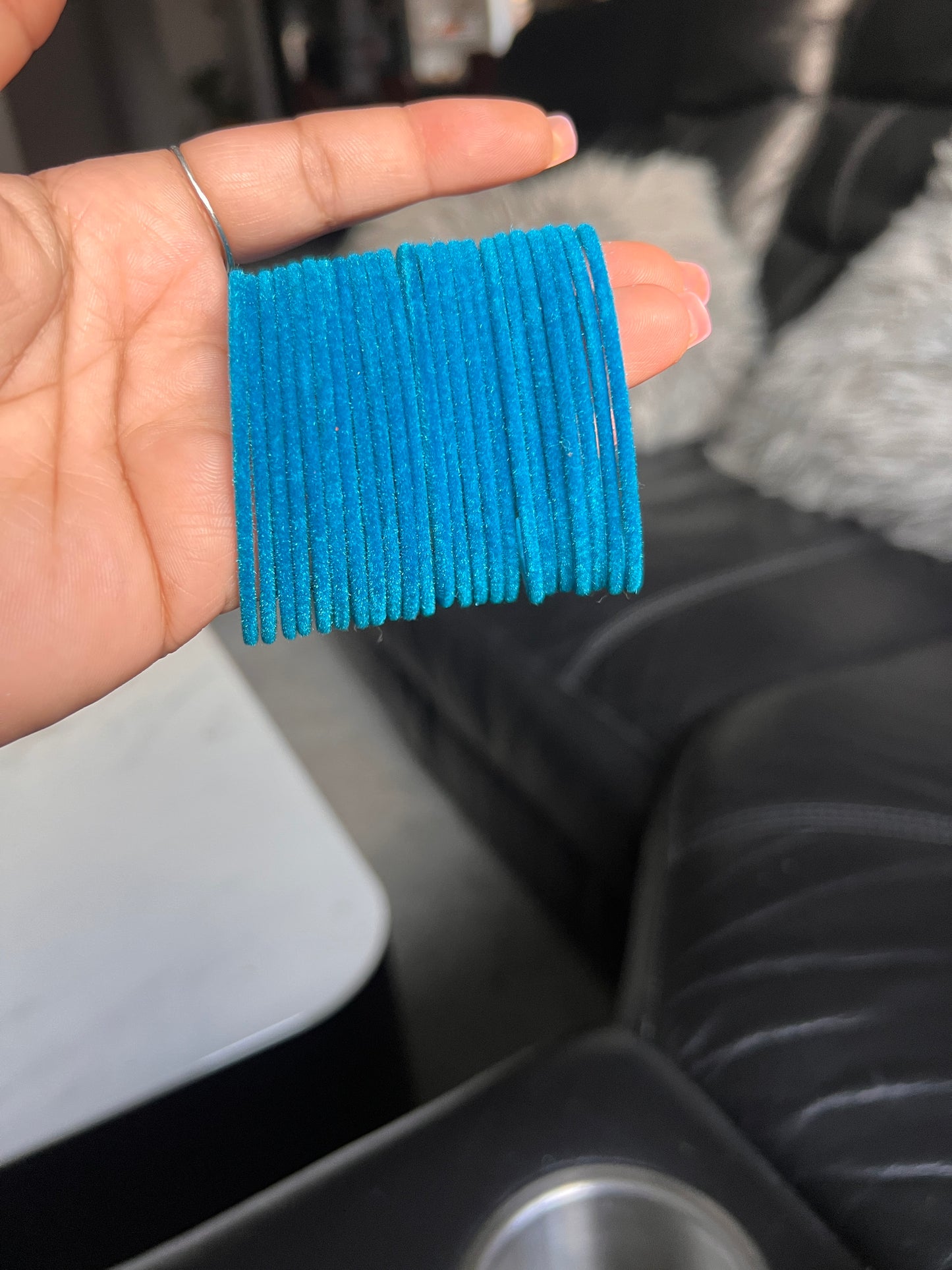 Sky blue velvet bangles