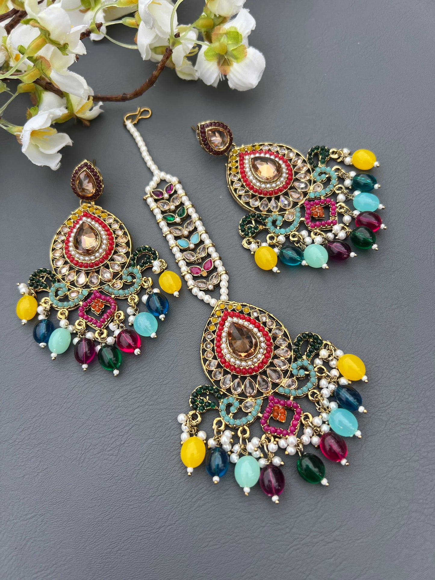 Navisha earrings & tikka set