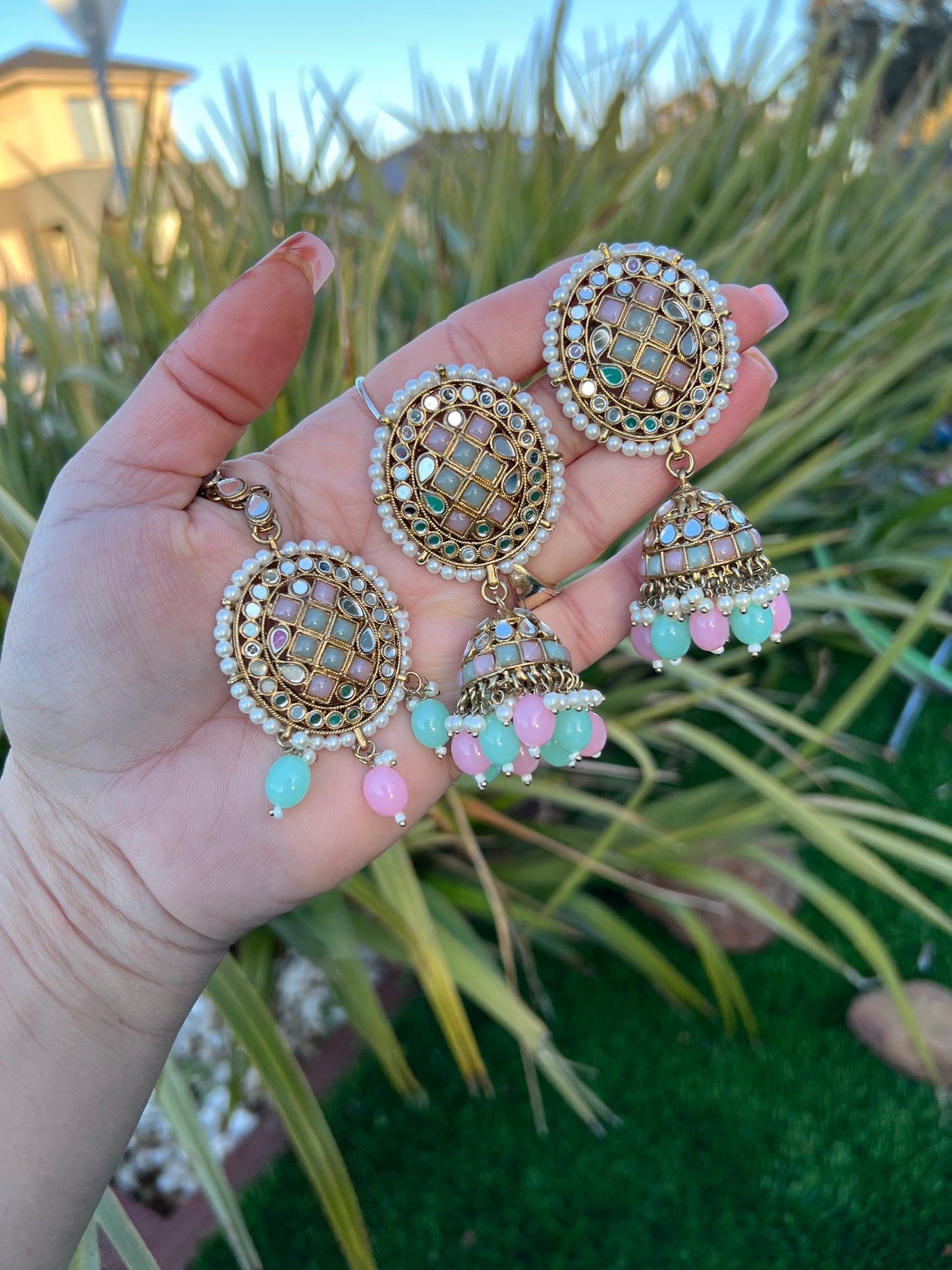 Raami earrings and tikka