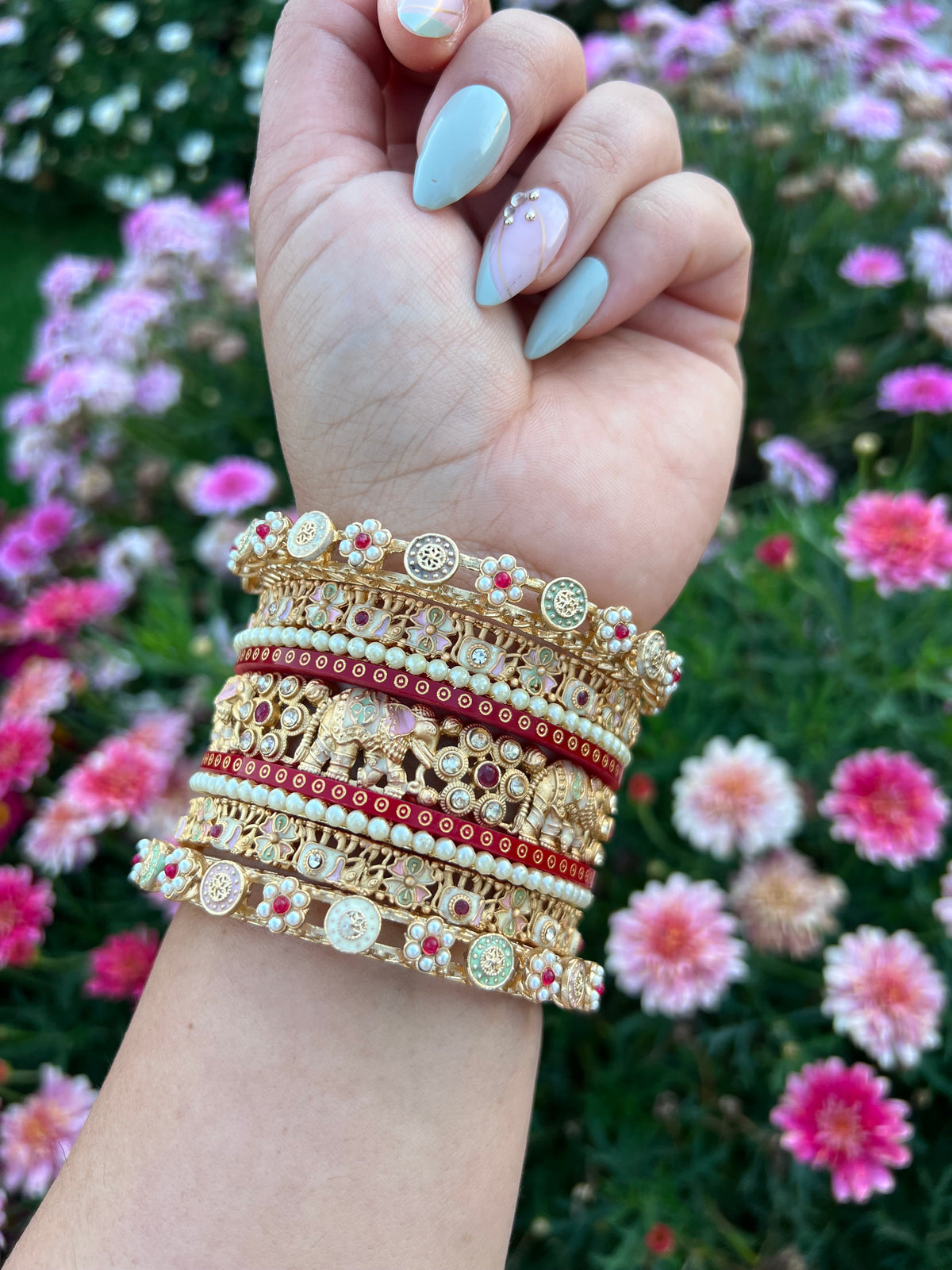 The Aadhya Heritage Elephant Bangle Set ( Both hands)