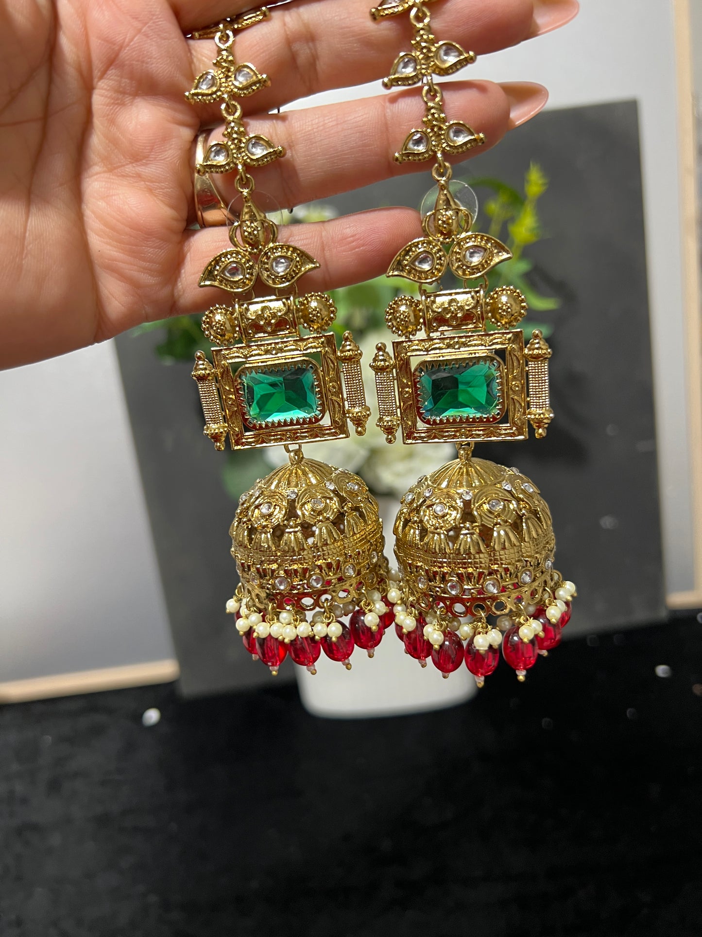 The Royal Mayura Oversized Statement Jhumkas