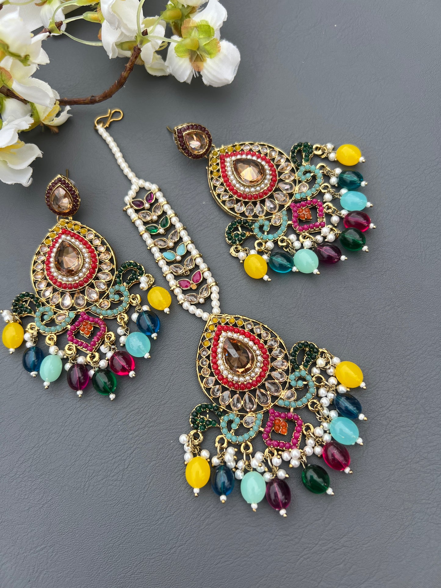 Navisha earrings & tikka set