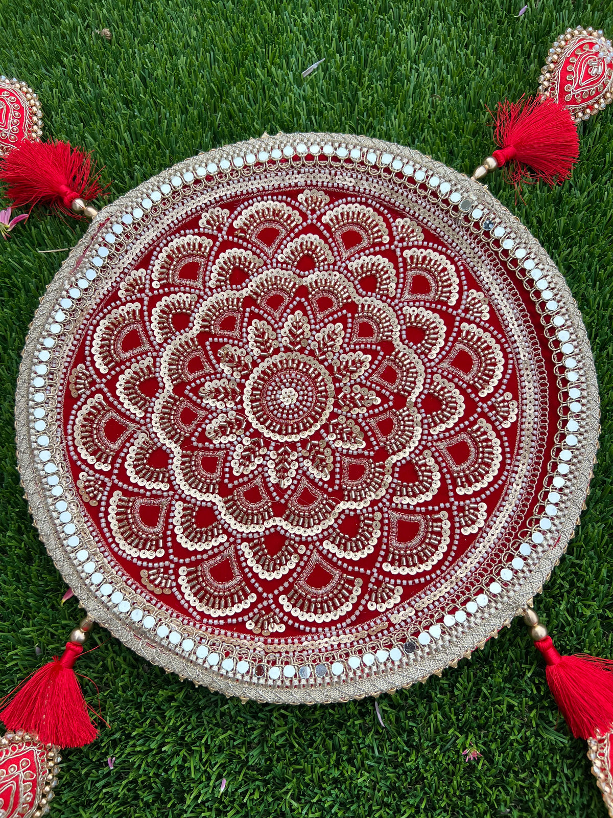 Royal Maroon Velvet Karwachauth Thali Set