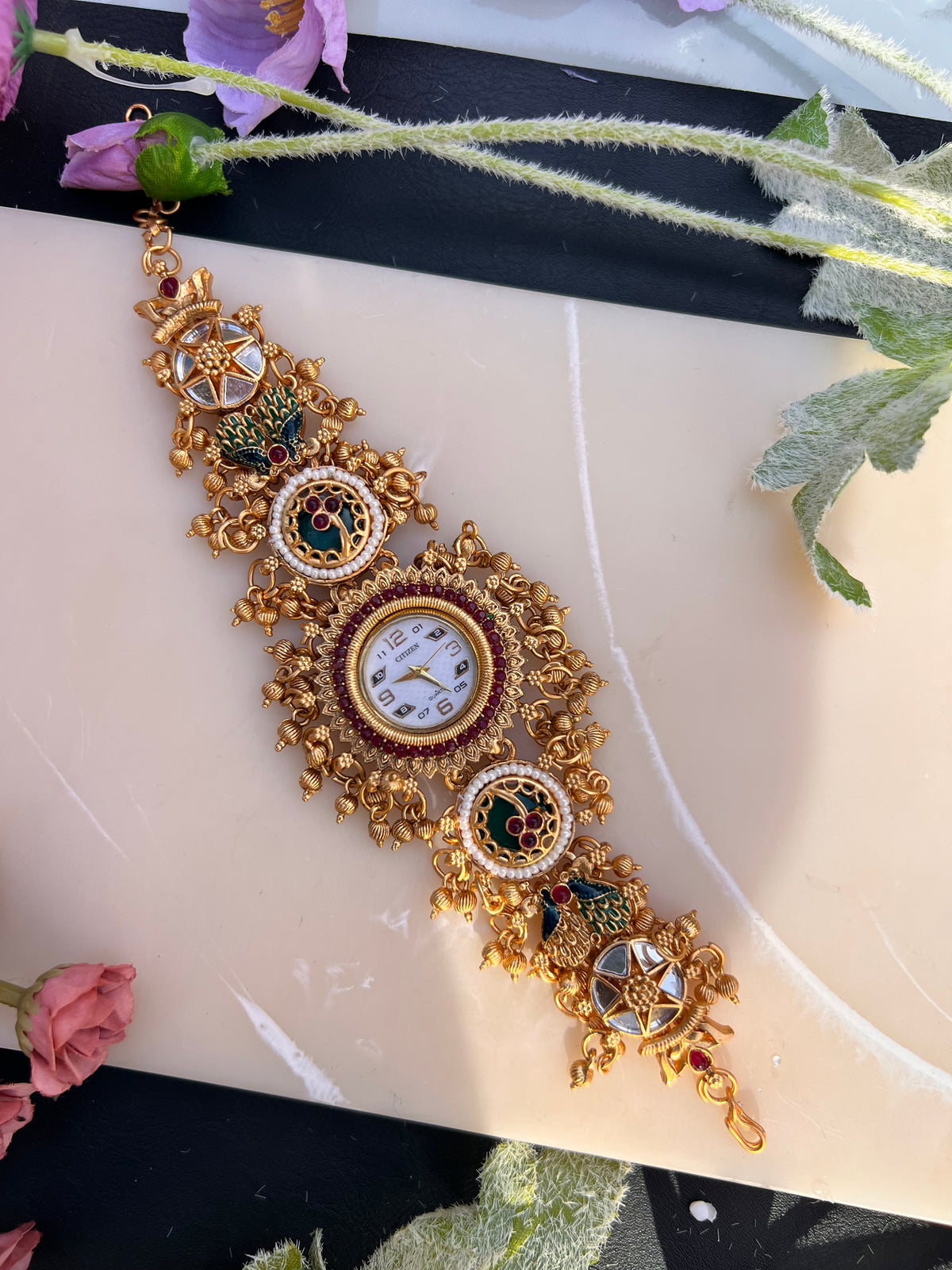 Royal Peacock Kundan Heritage Watch