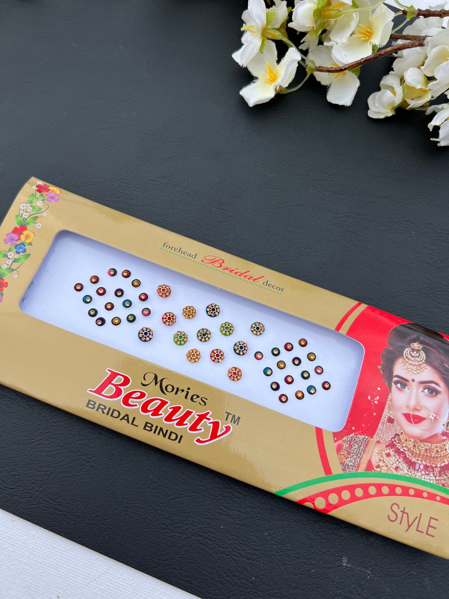 Multi colour stone bindi card