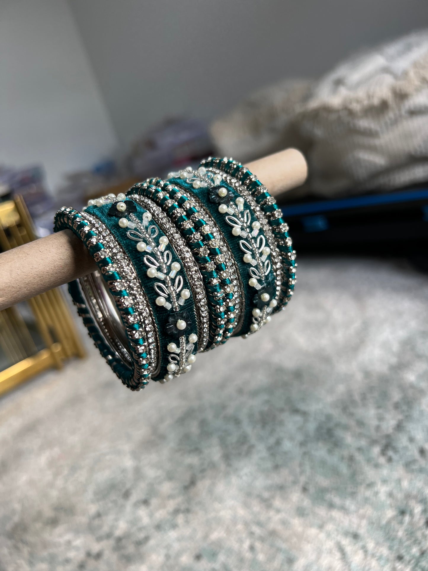 Savreen teal green bangles