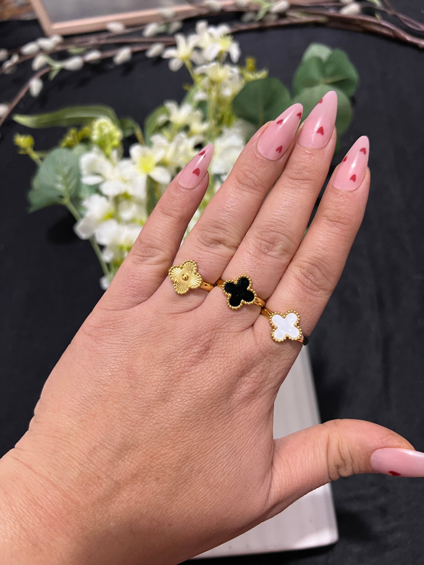 Flower anti tarnish openable ring
