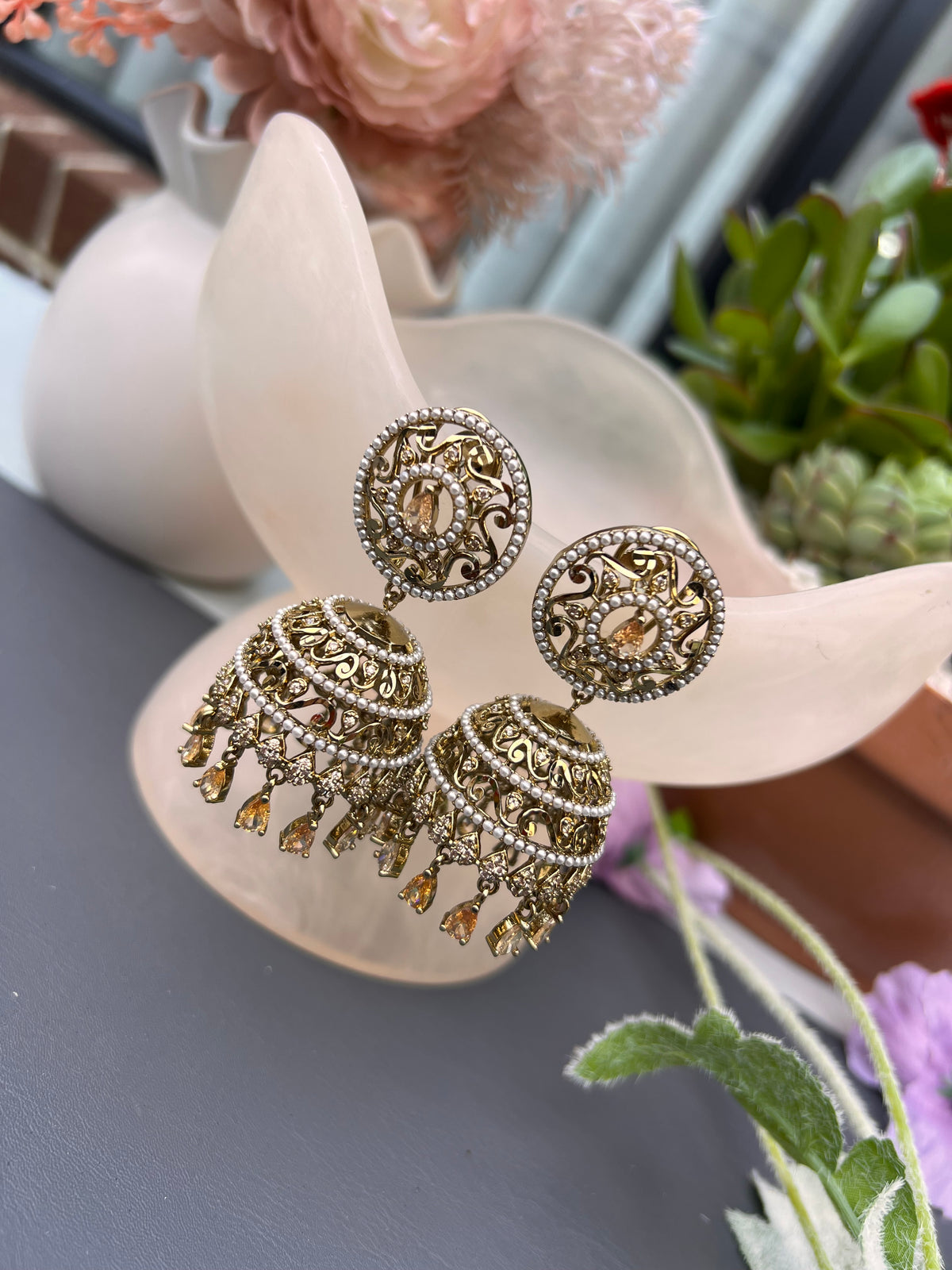 Suhani American diamond jhumki earrings