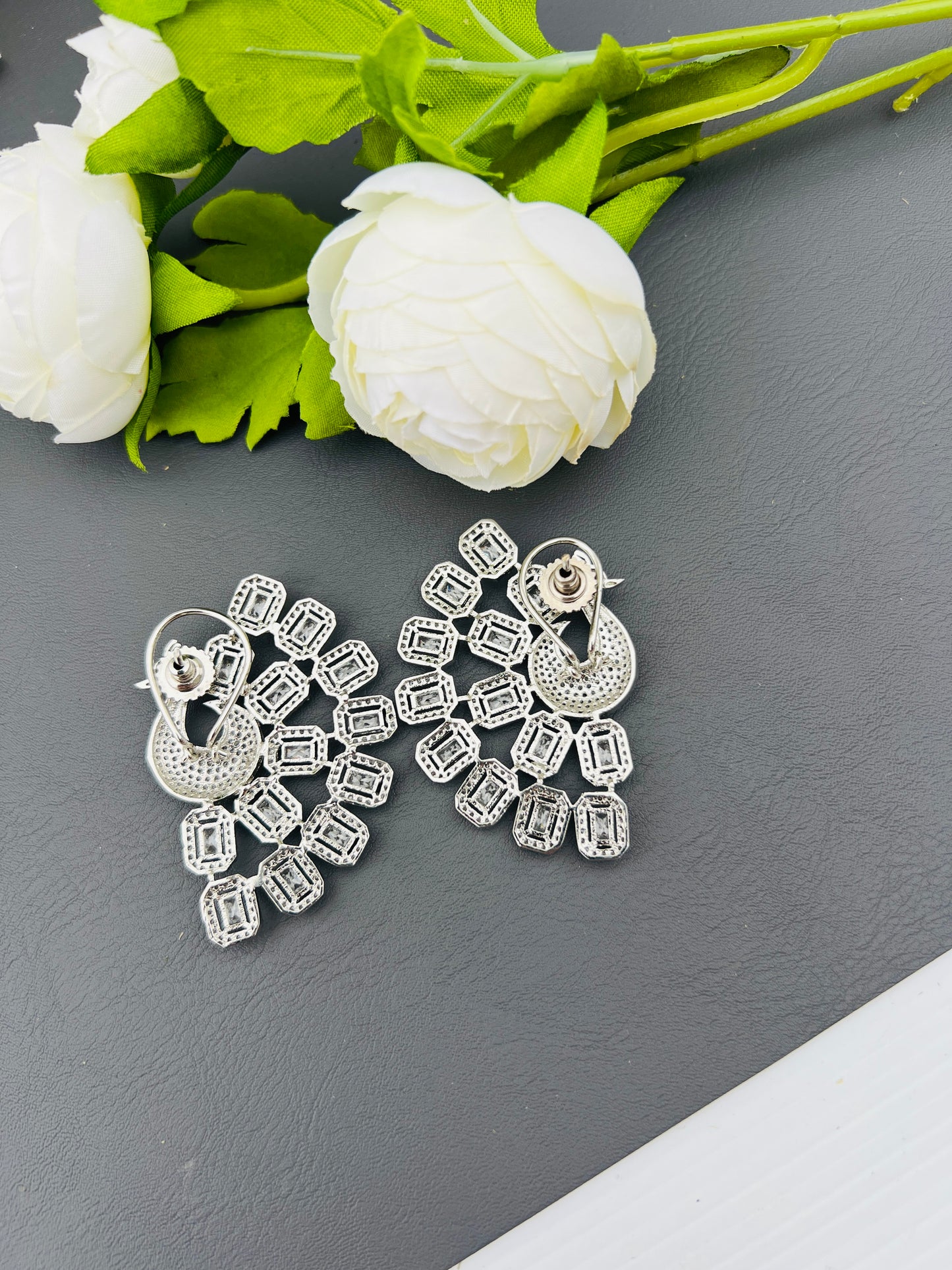 Peacock American diamond oversize studs