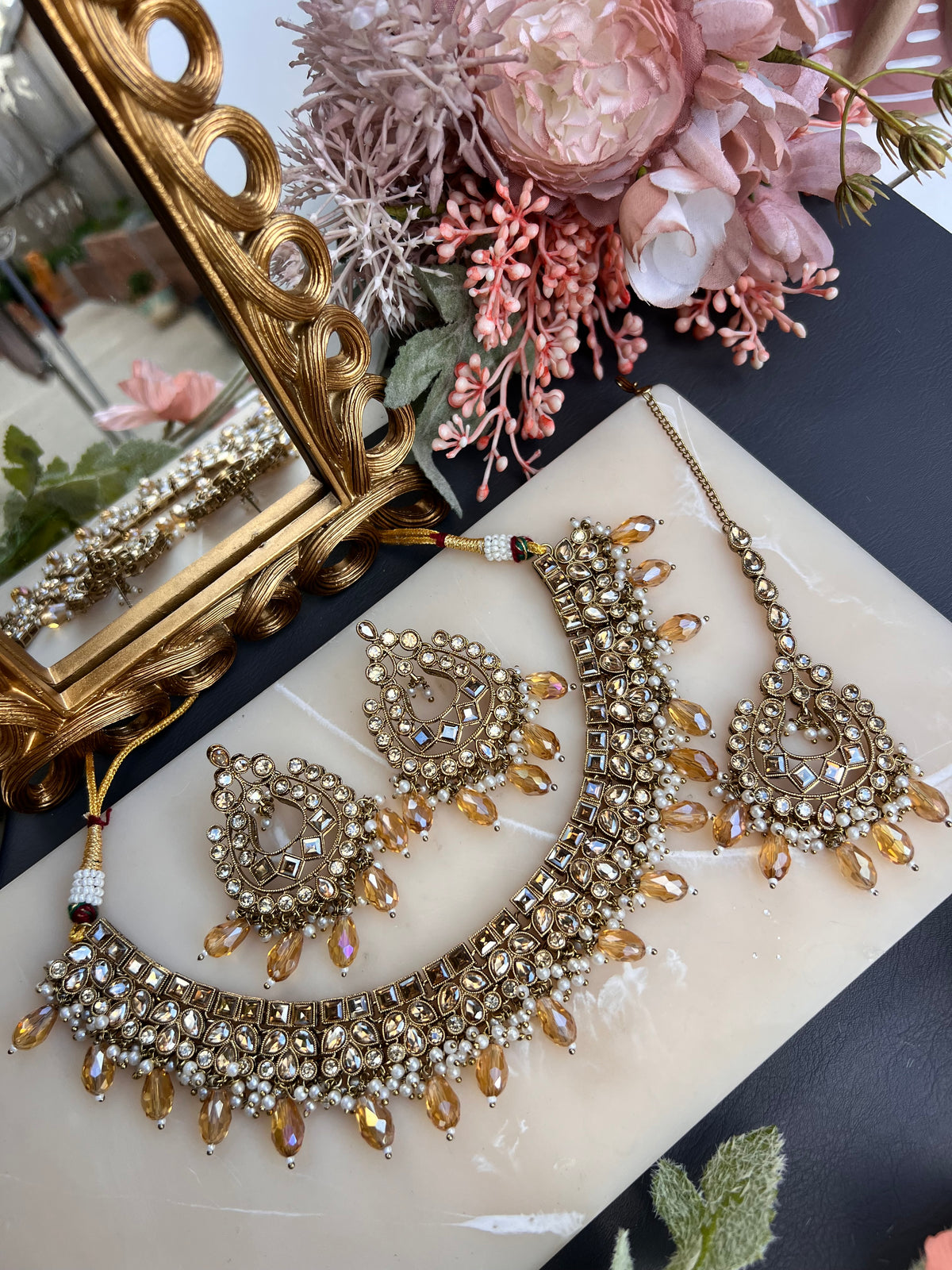 Amber Royalty Kundan & Crystal Set