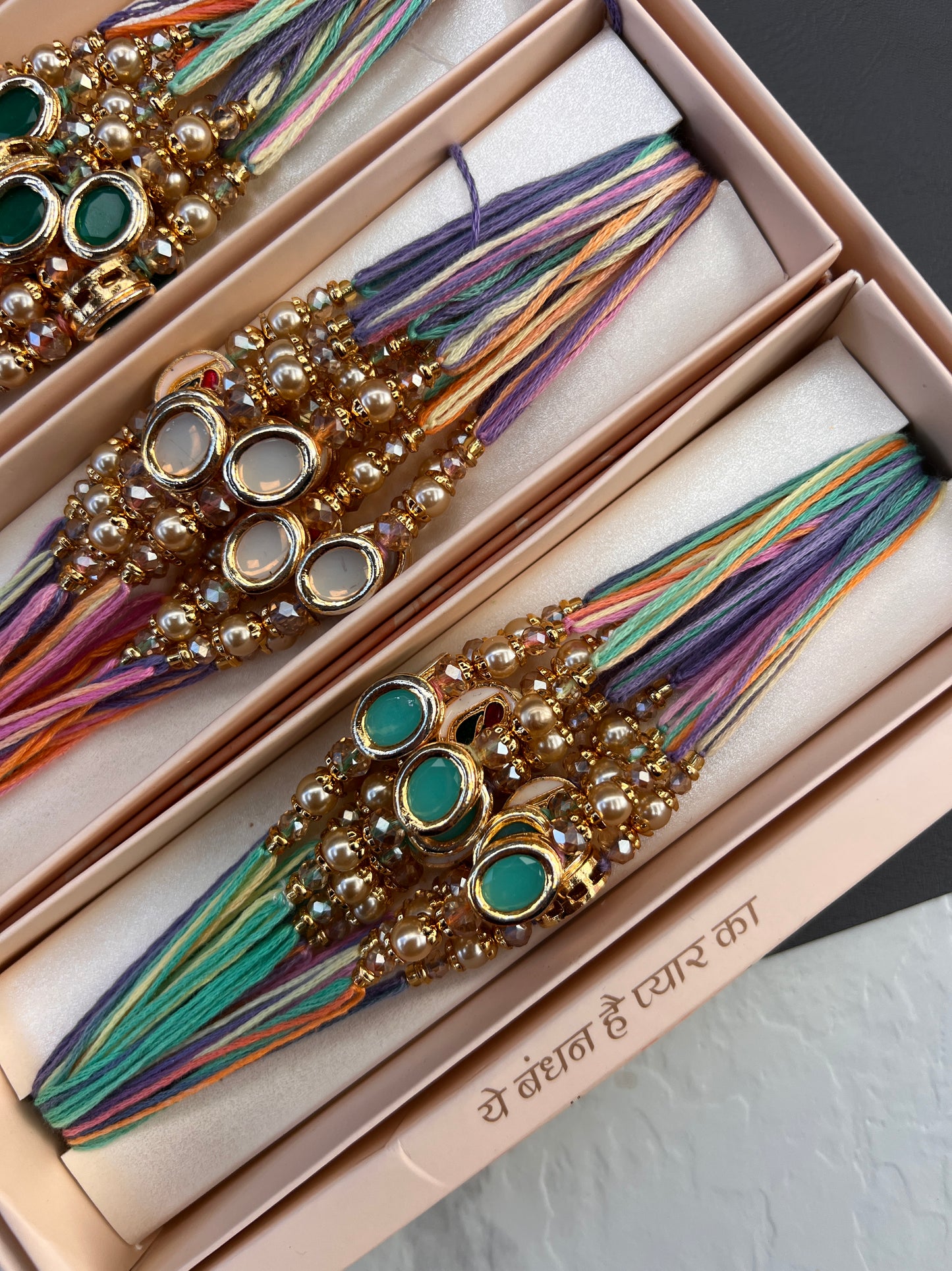 Kundan rakhi thread