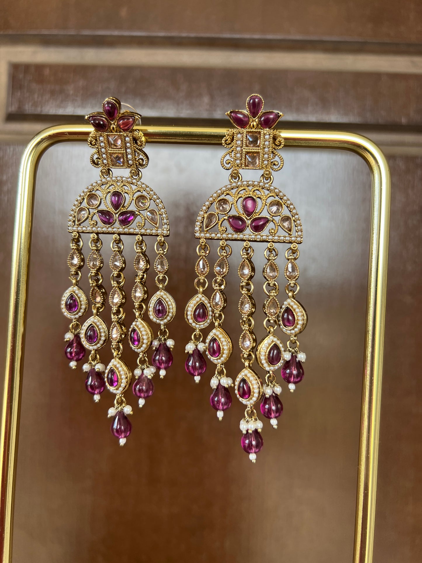 Amber purple earrings