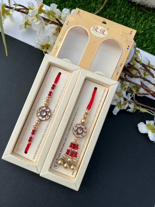Brother bhabhi Rakhi kundan combo