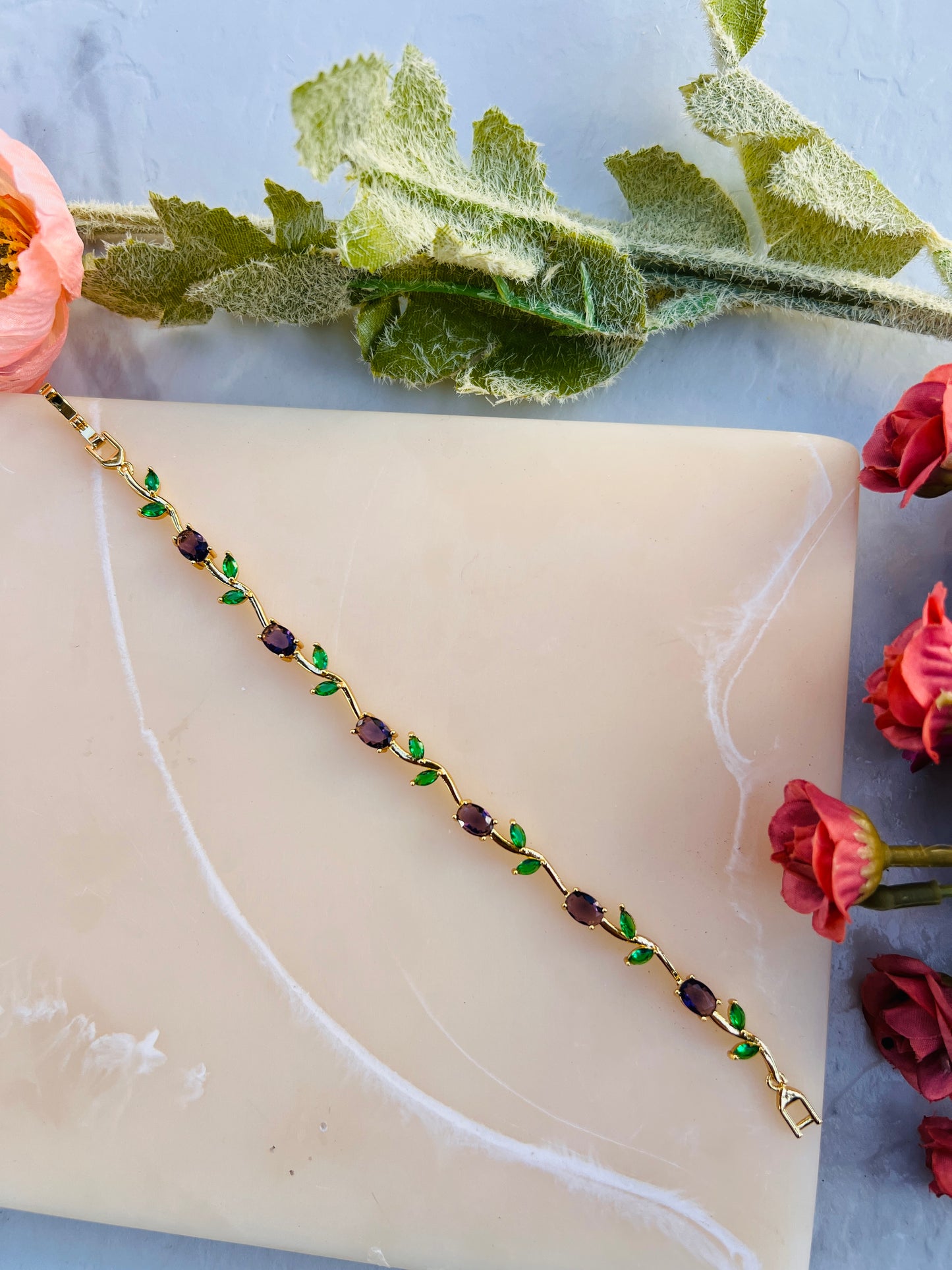 🌷 Stainless Steel Tulip & Floral Vine Bracelets