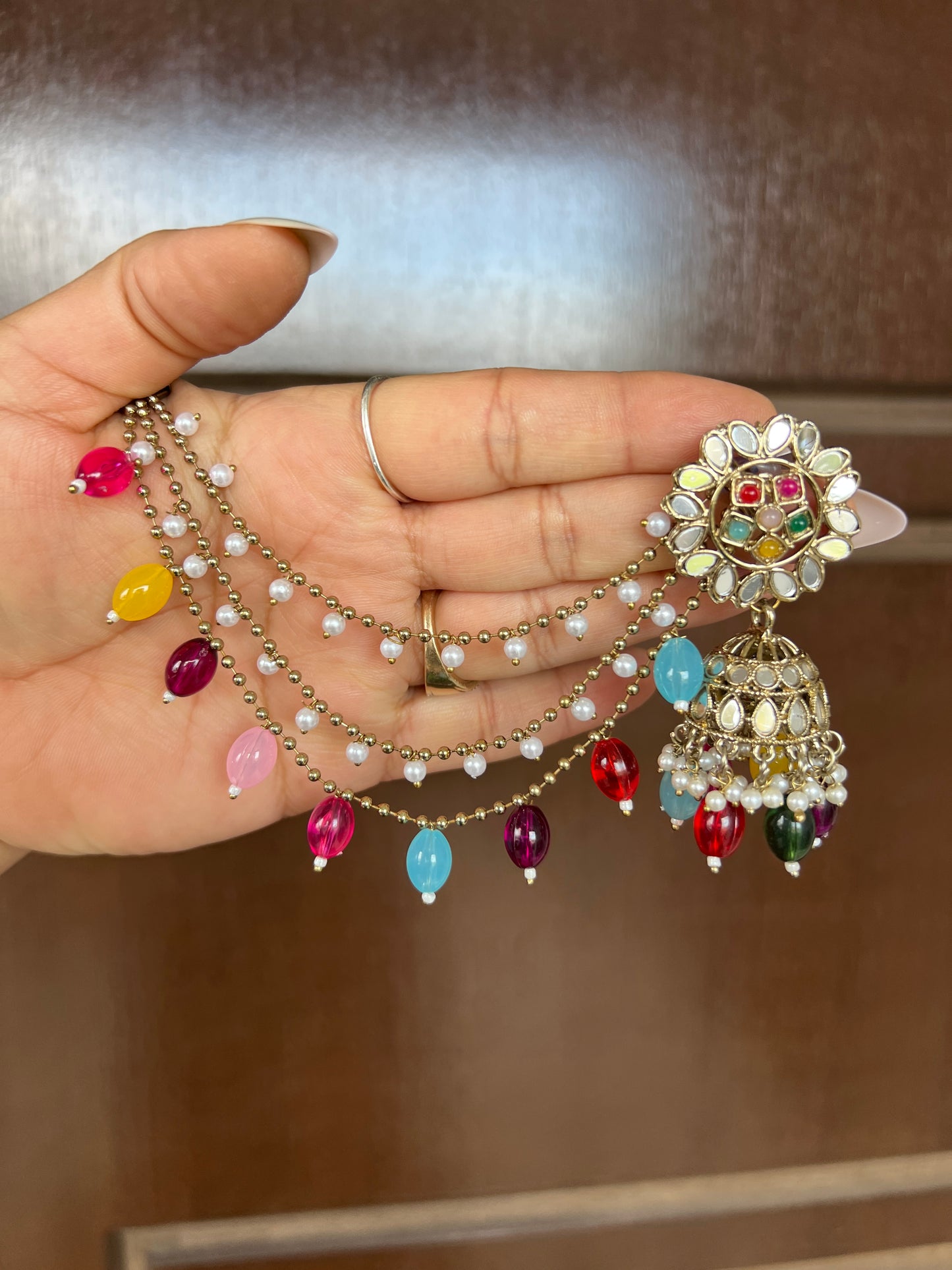 Himani jhumka earrings with ear chains