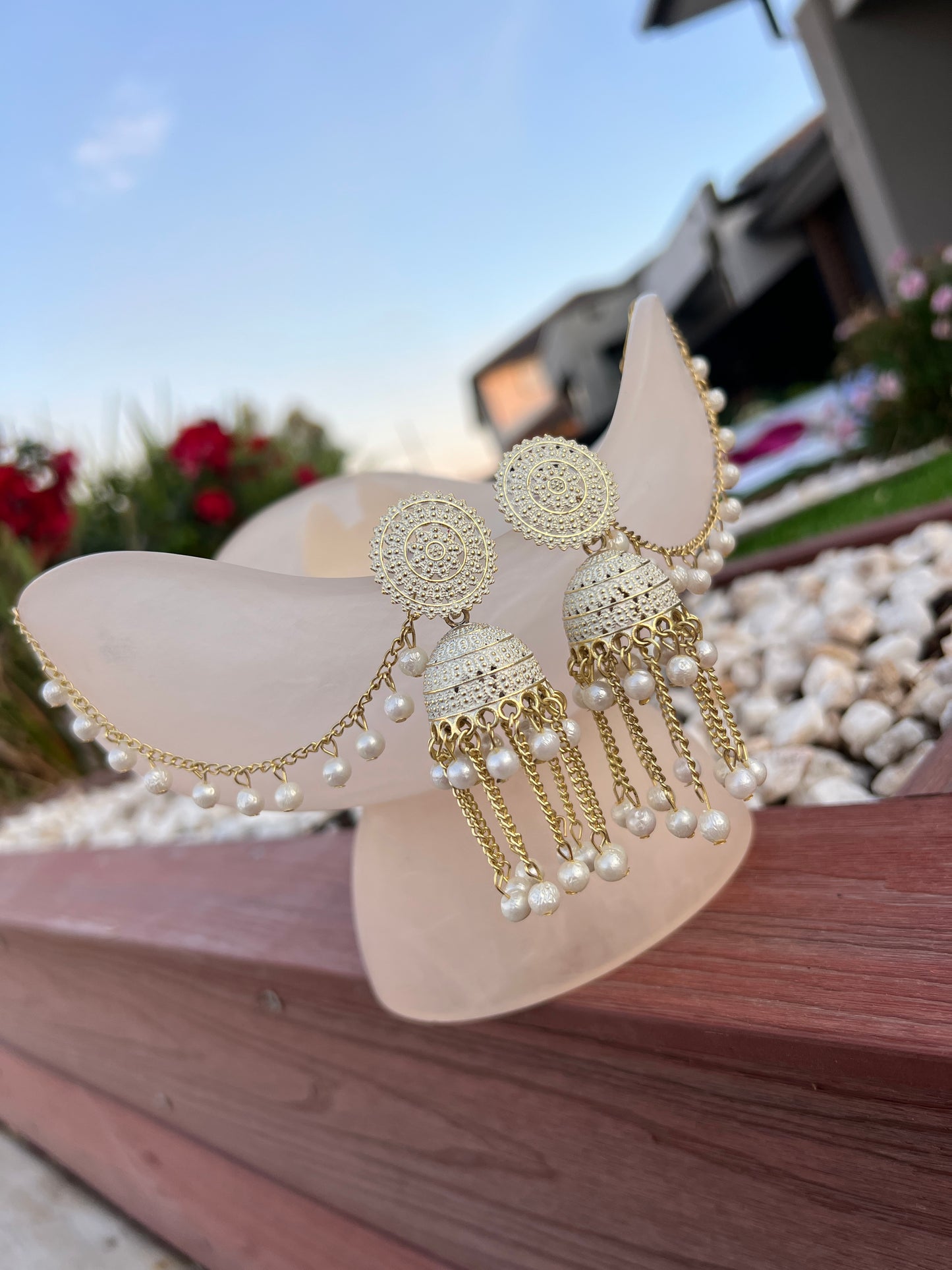 Jhumki with ear chains