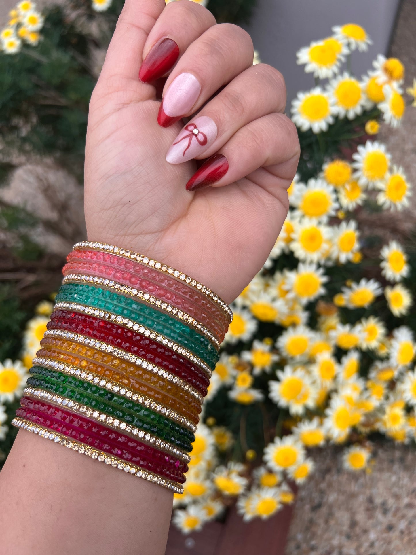 Rainbow Prism Faceted Bangle Set