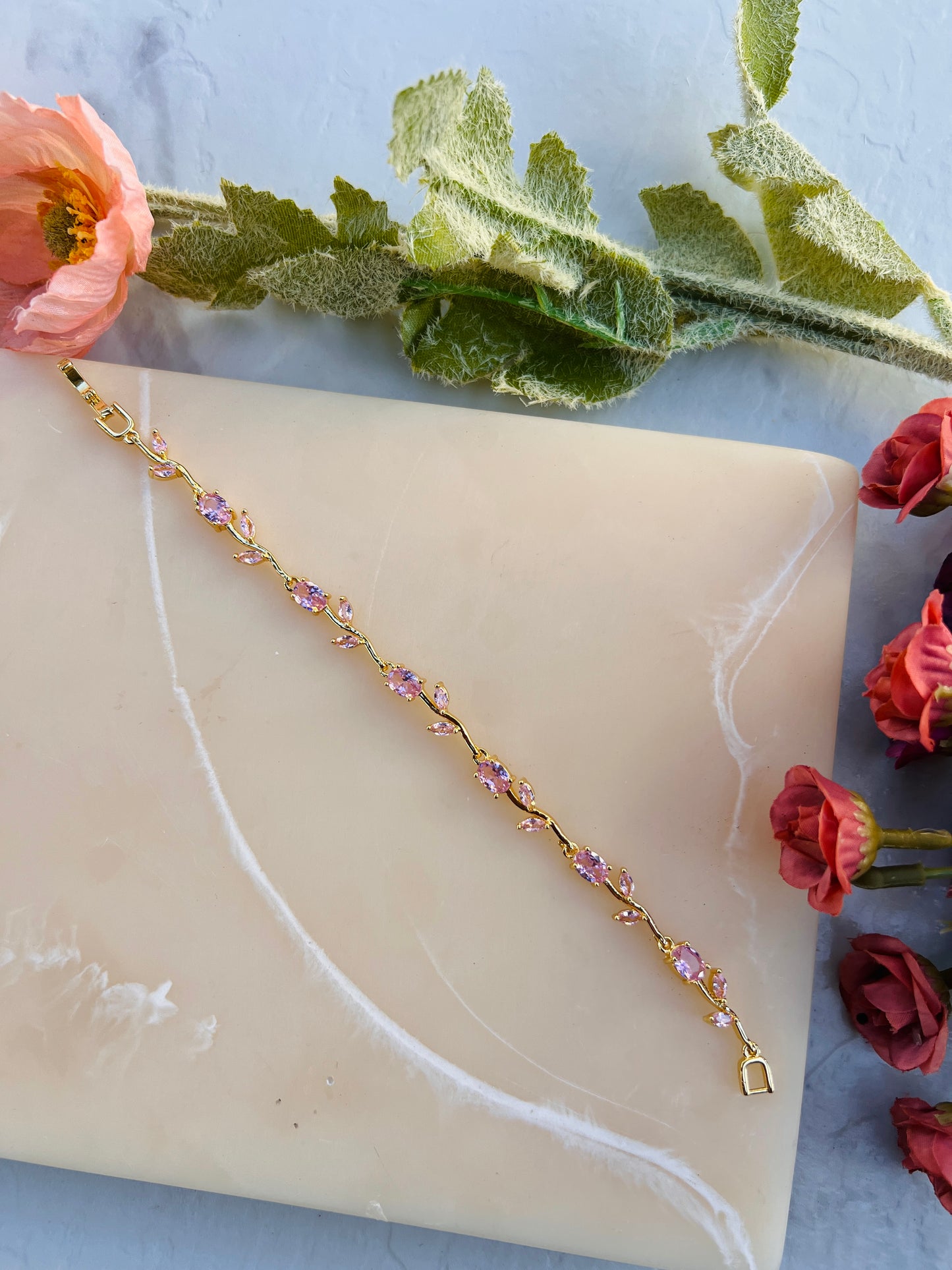 🌷 Stainless Steel Tulip & Floral Vine Bracelets