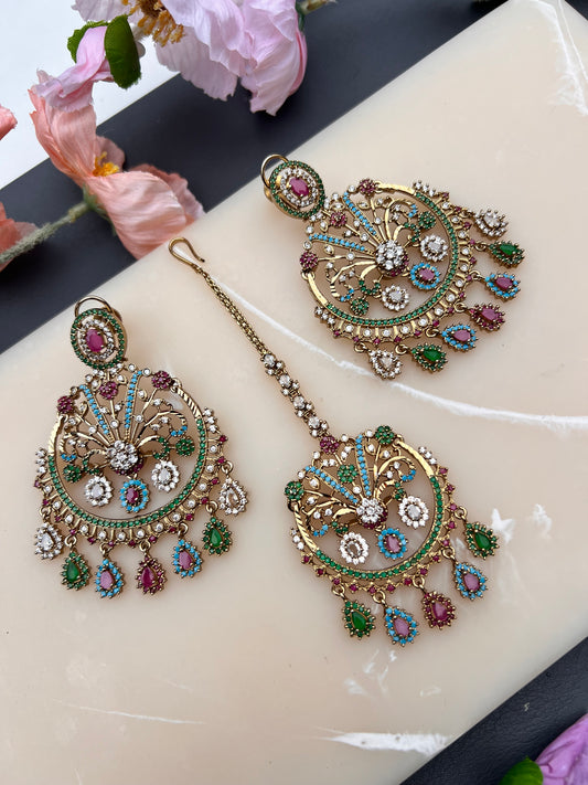 Rhea earrings and Tikka set