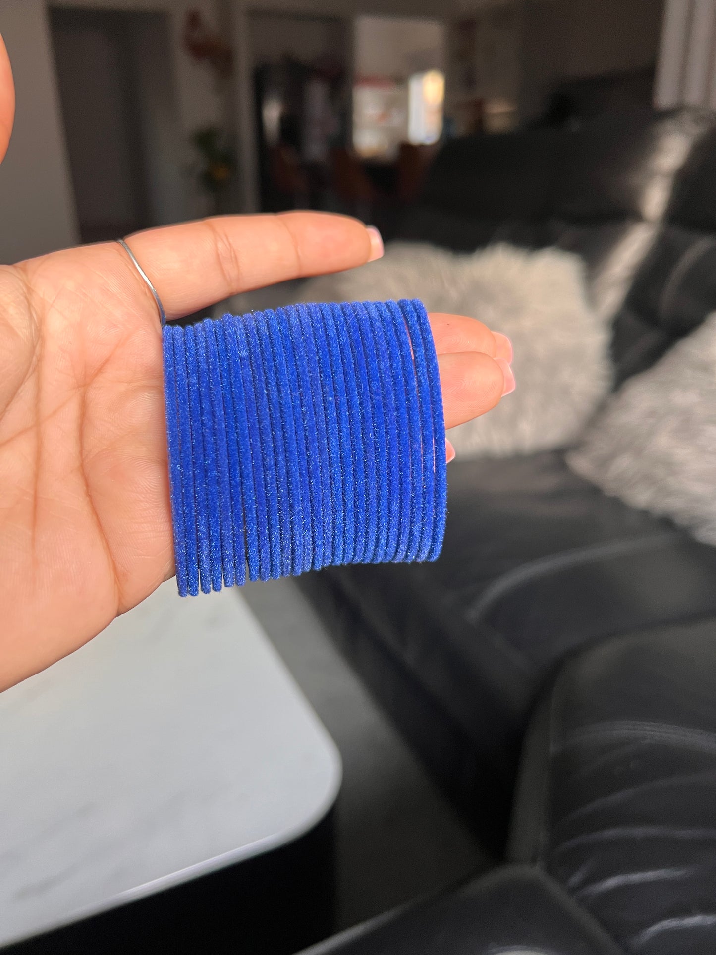 Navy blue velvet bangles