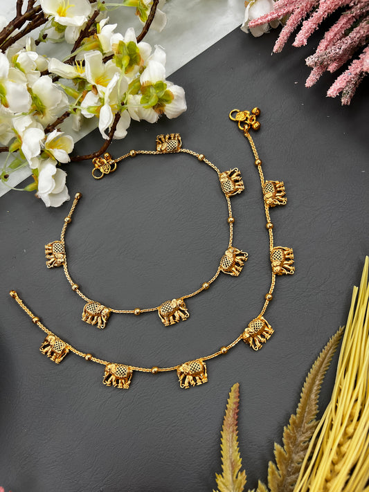 Gold plated Elephant Charm Anklets
