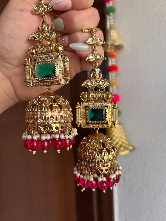 The Royal Mayura Oversized
Statement Jhumkas