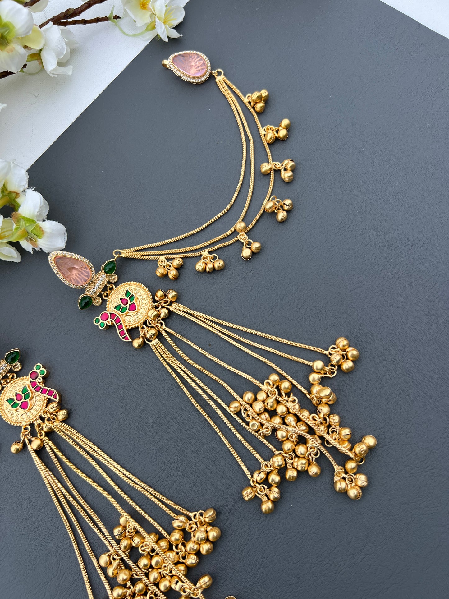 Dhanvi Kashmiri long earrings with ear chains