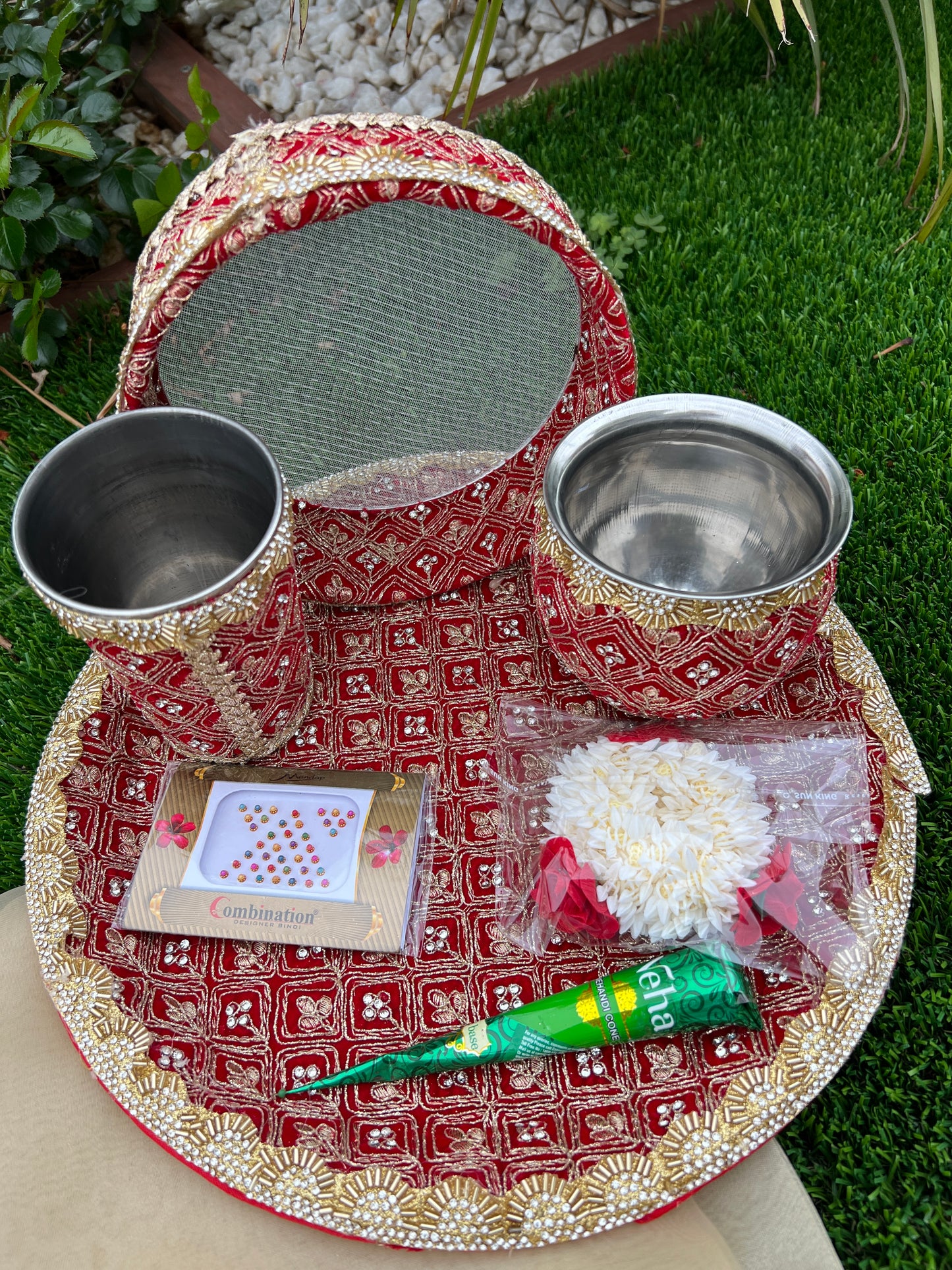 Karwa chauth Embroidered thali set
