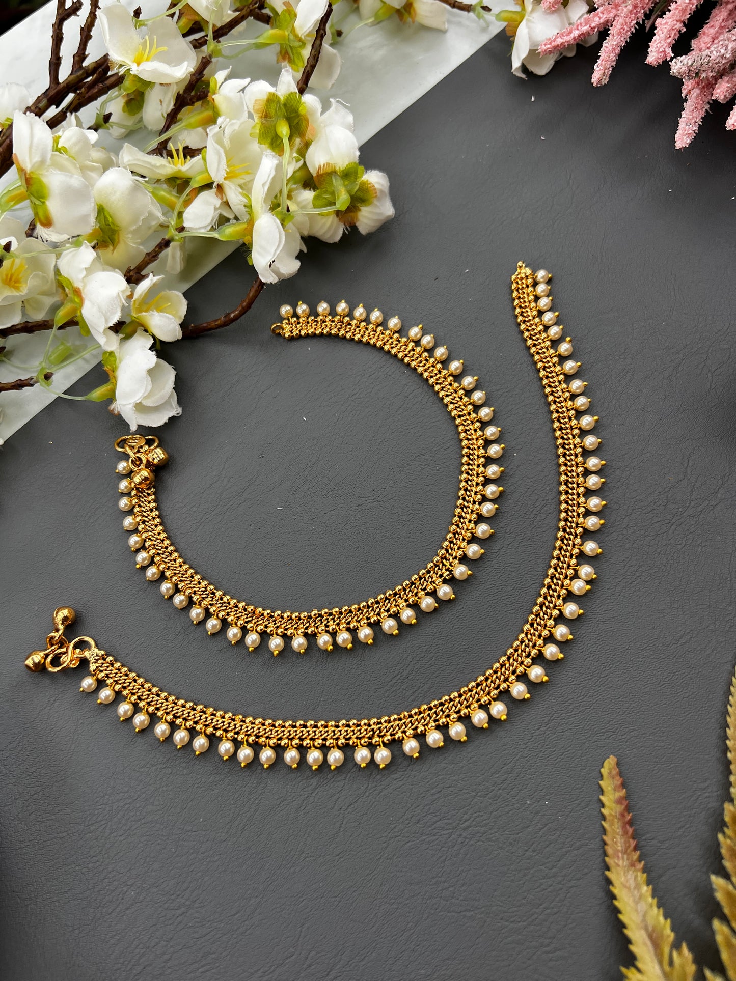 Moti-Glow Pearl Drop Payals