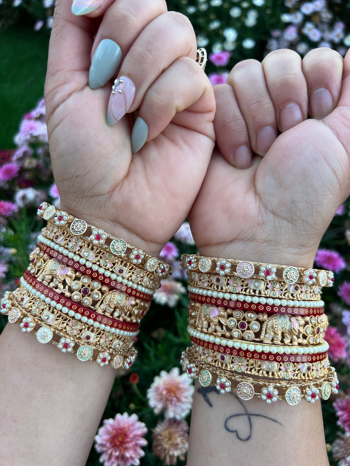 The Aadhya Heritage Elephant Bangle Set ( Both hands)