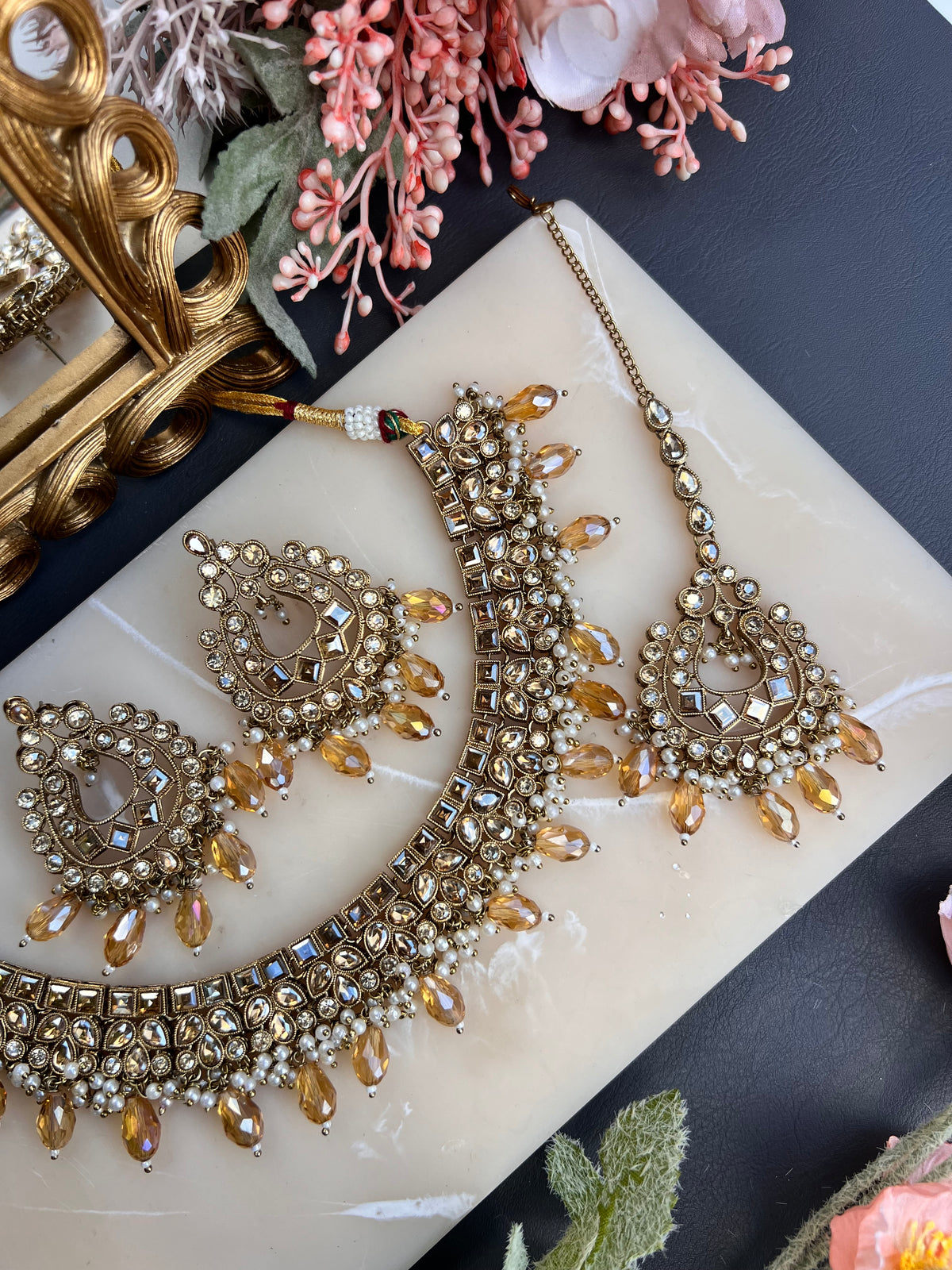 Amber Royalty Kundan & Crystal Set