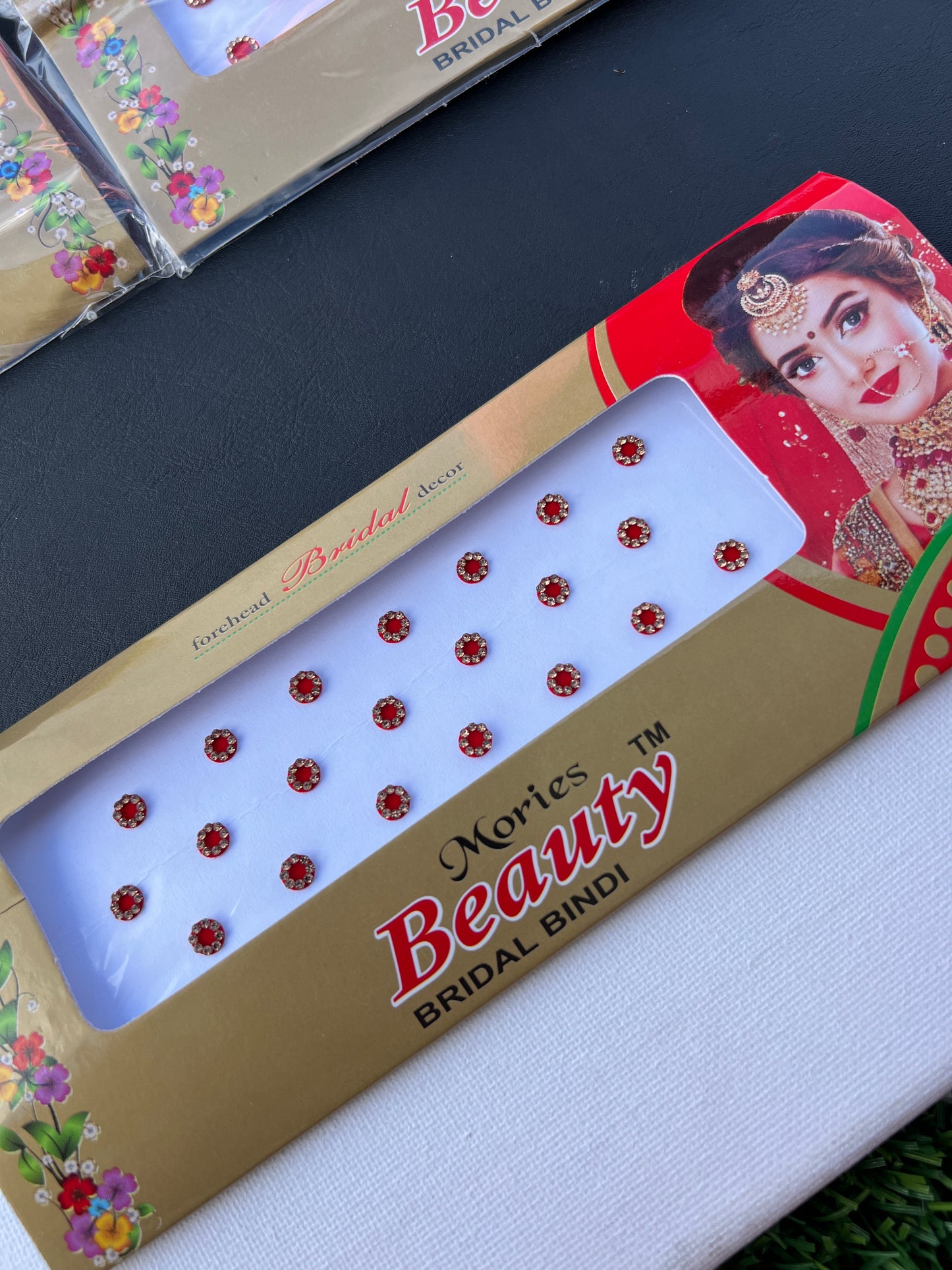 Red velvet stone bindi card