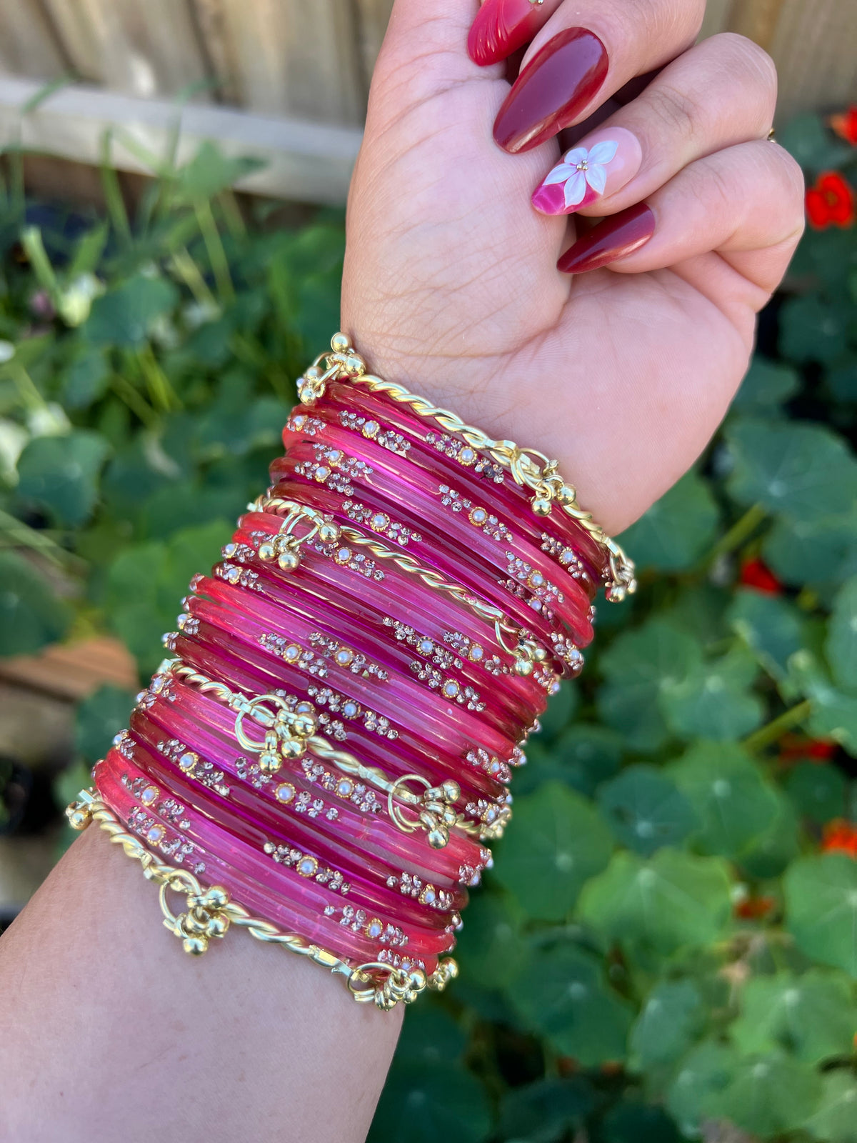 Shimmering Berry Kashmiri Bangle Set