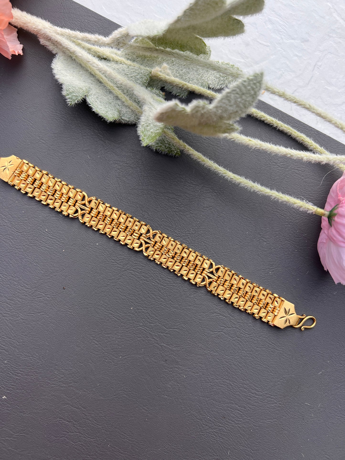 Broad Ornate Men’s Kada-Style Bracelet"