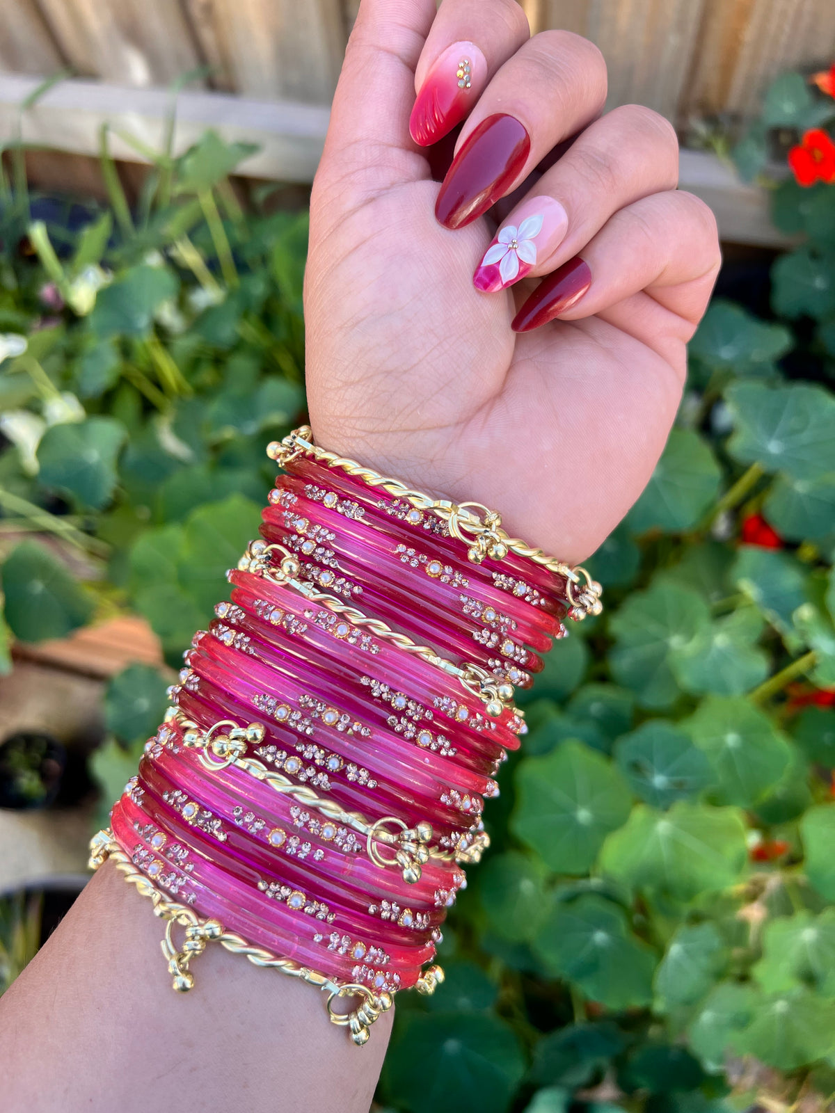 Shimmering Berry Kashmiri Bangle Set