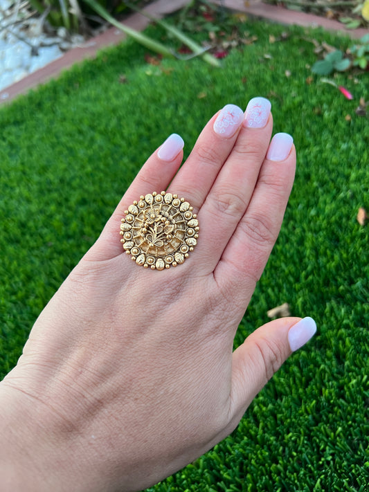 Gold plated antique look ring