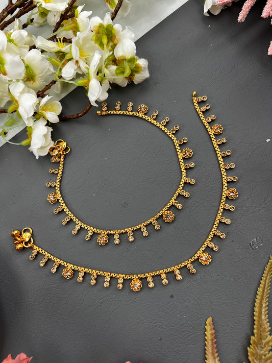 The Jasmine Bloom Stone Anklets