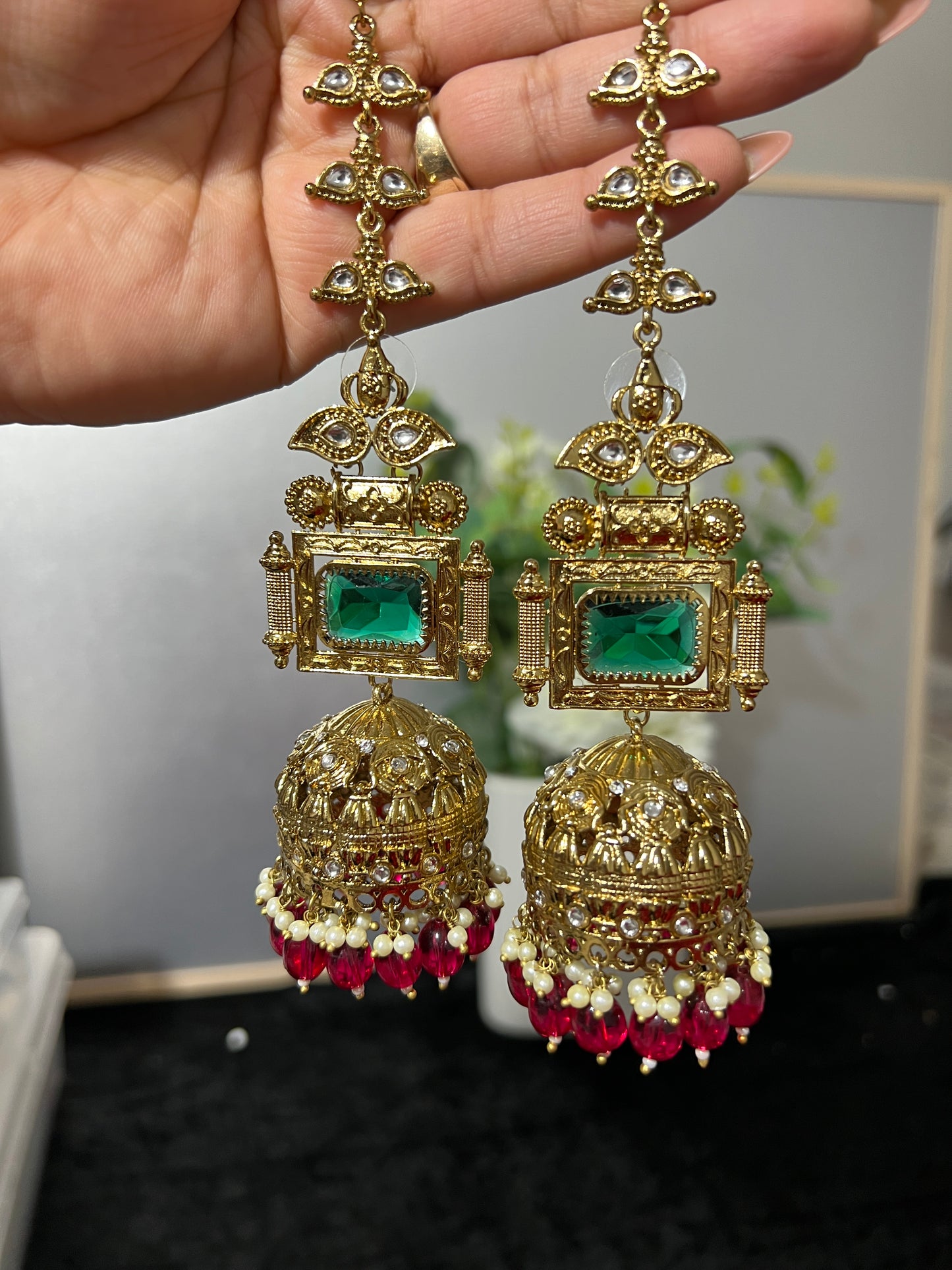 The Royal Mayura Oversized Statement Jhumkas