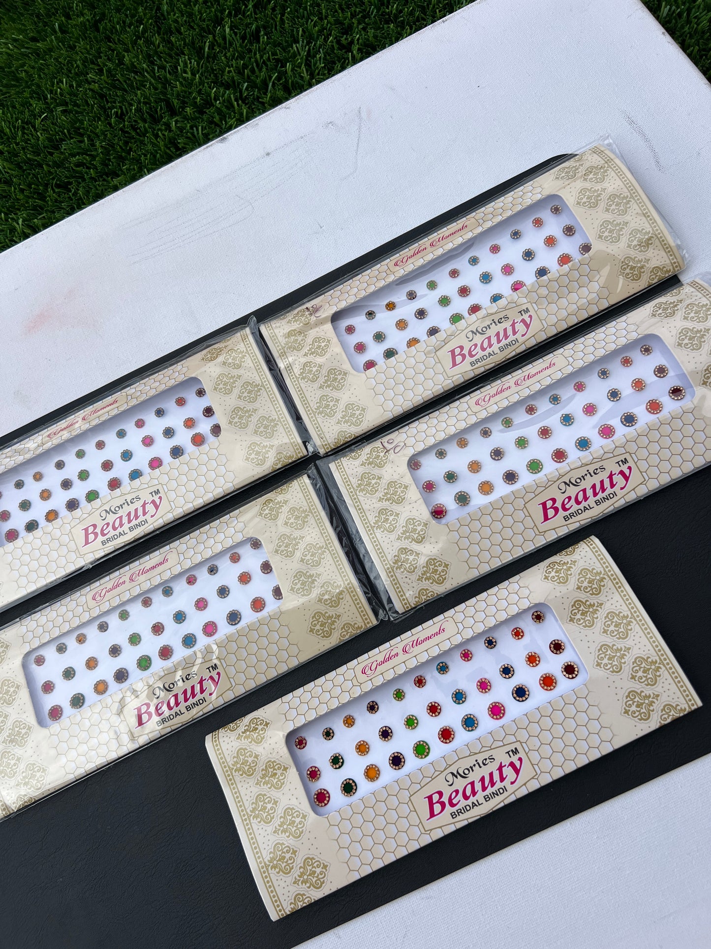 Multi colour stone bindi card