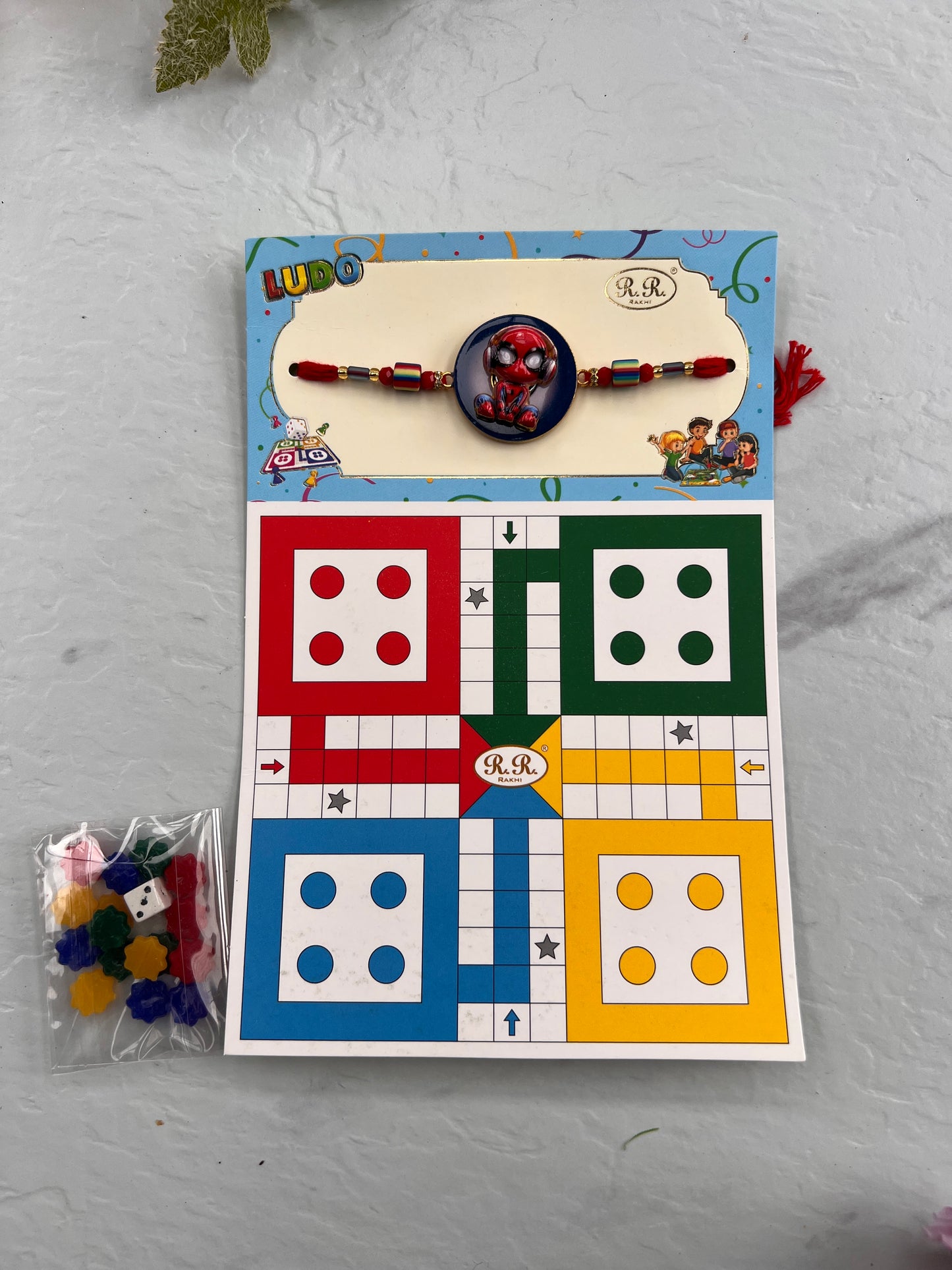 Spiderman Game rakhi ( 2 games in one:
Ludo and snack ladder)
Spider man