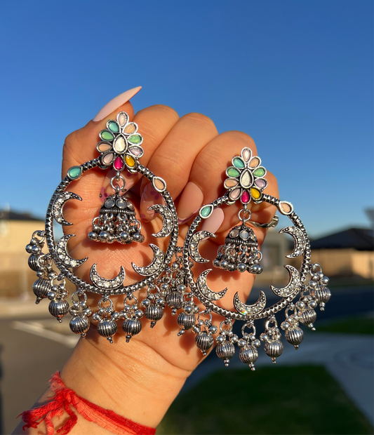 German silver chandbali earrings