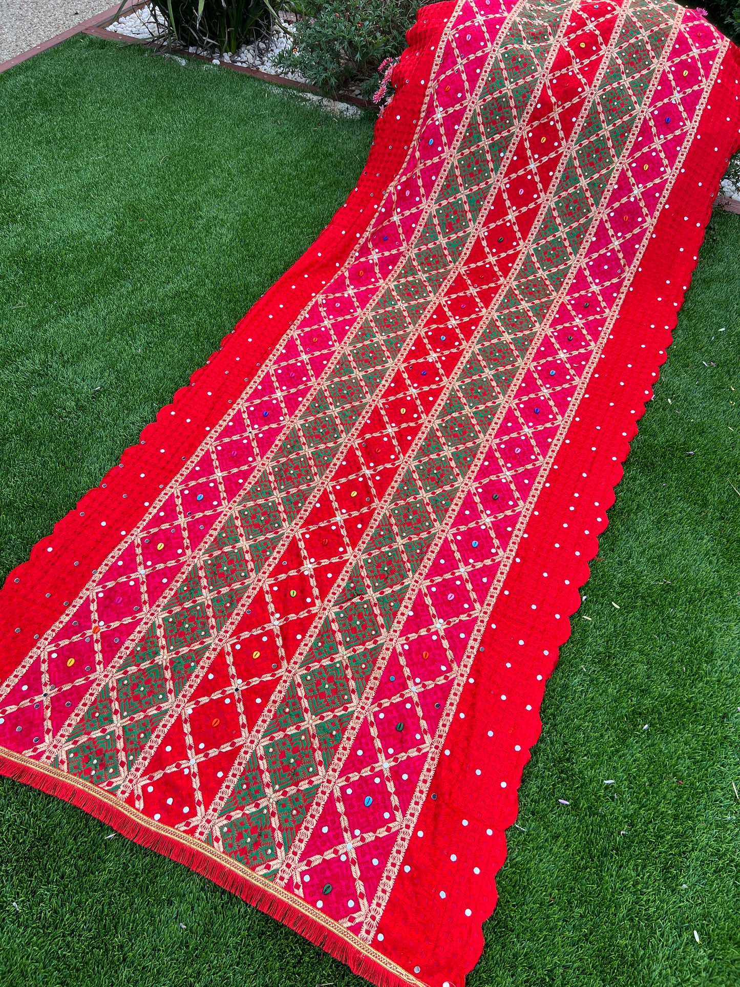 Reejh embroidered Punjabi Phulkari scarf/shawl