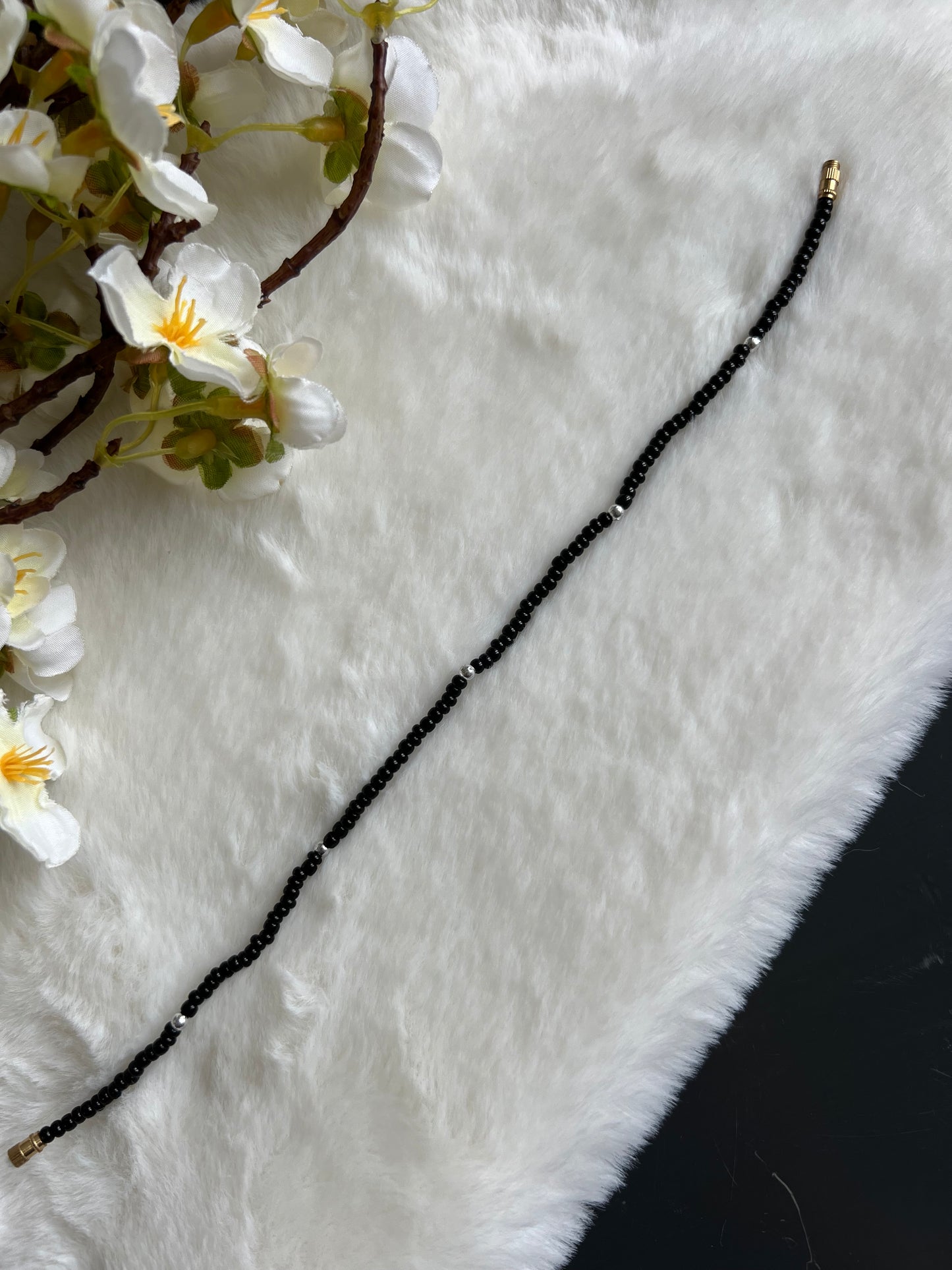 Black bead anklet