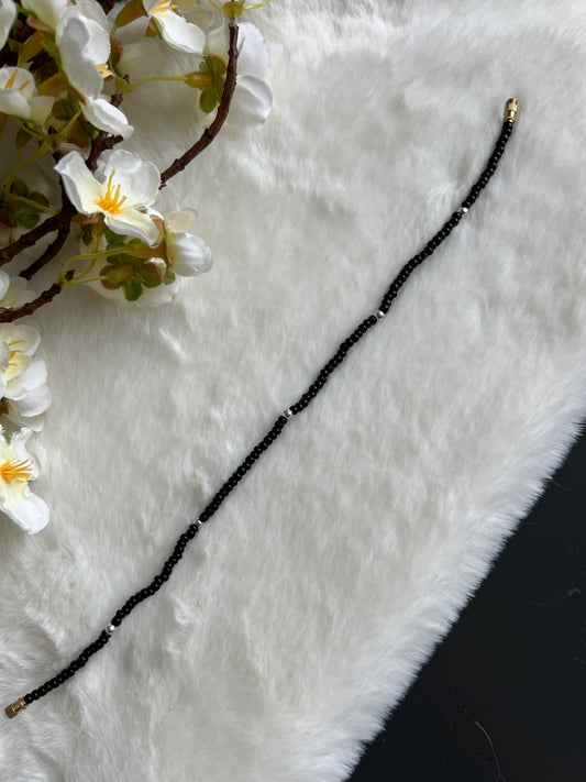Black bead anklet